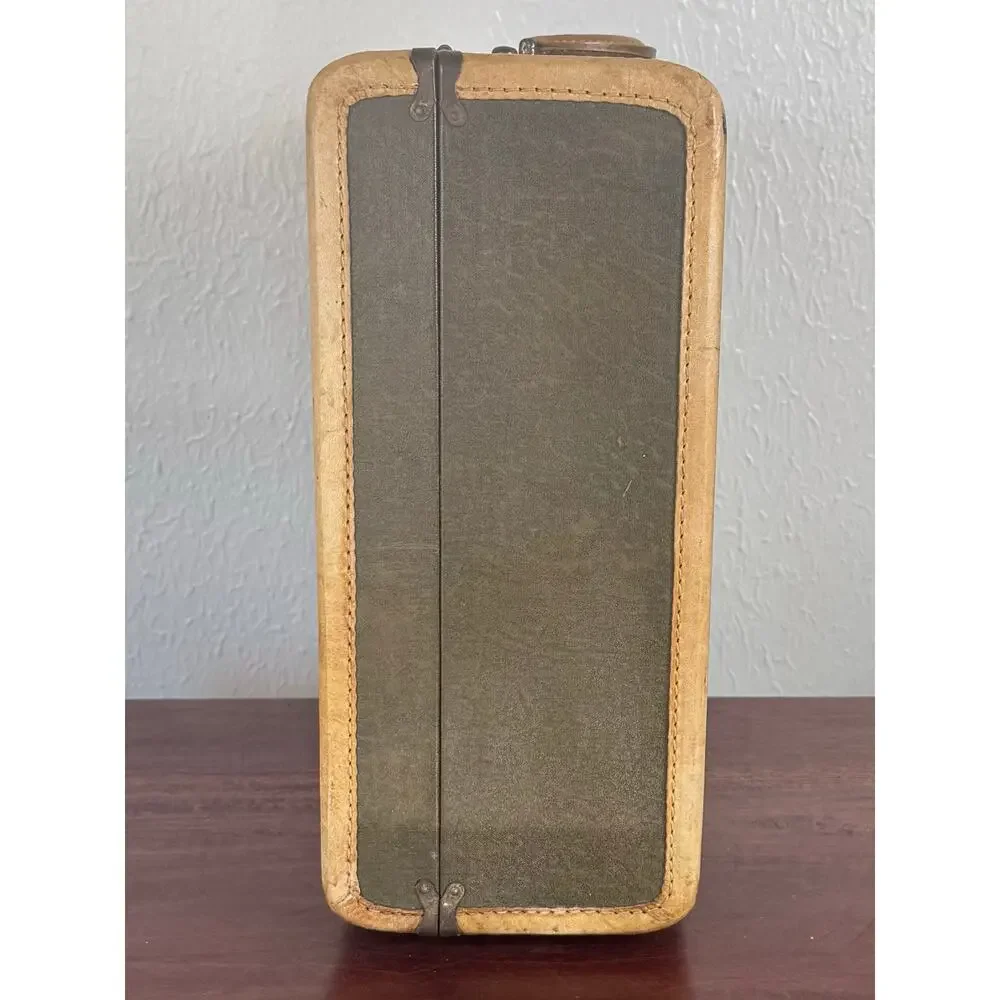 Olive Green Fiberglass Suitcase Atlas of Chicago 1950s Travel Luggage
